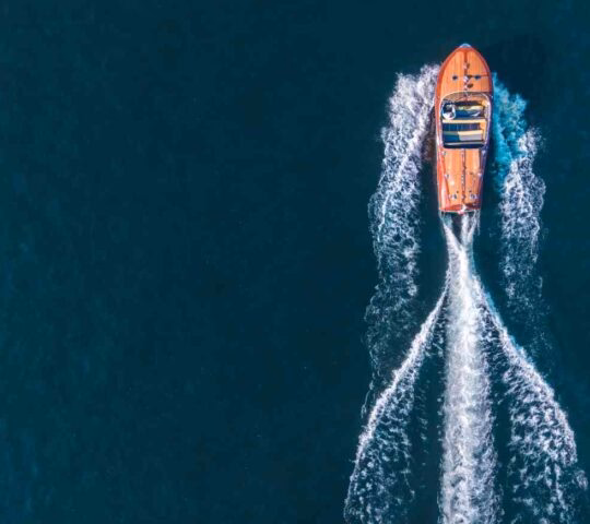 A speedboat on Lake Como