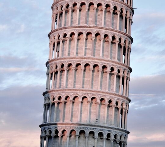 Italy's tower of Pisa at sunset
