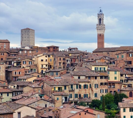 Siena skyline in Italy, with many neutral coloured houses