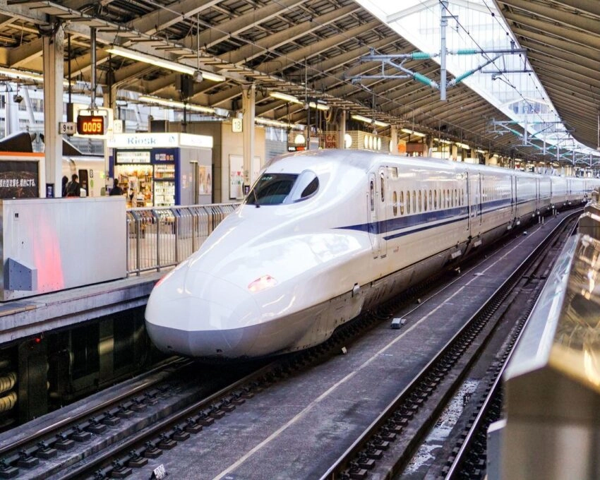 Bullet train in the station in Tokyo