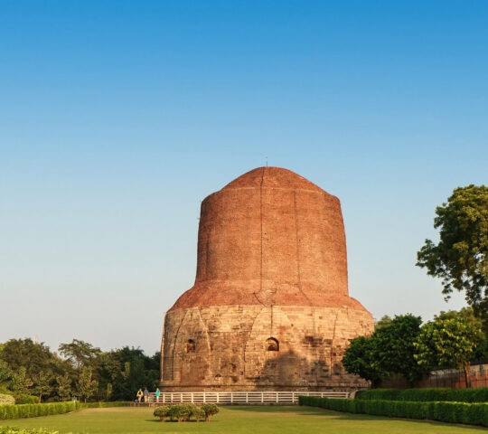 Sarnath shot with bright blue sky in the background