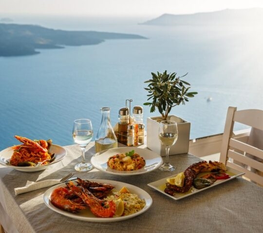 Romantic dinner for two on Santorini