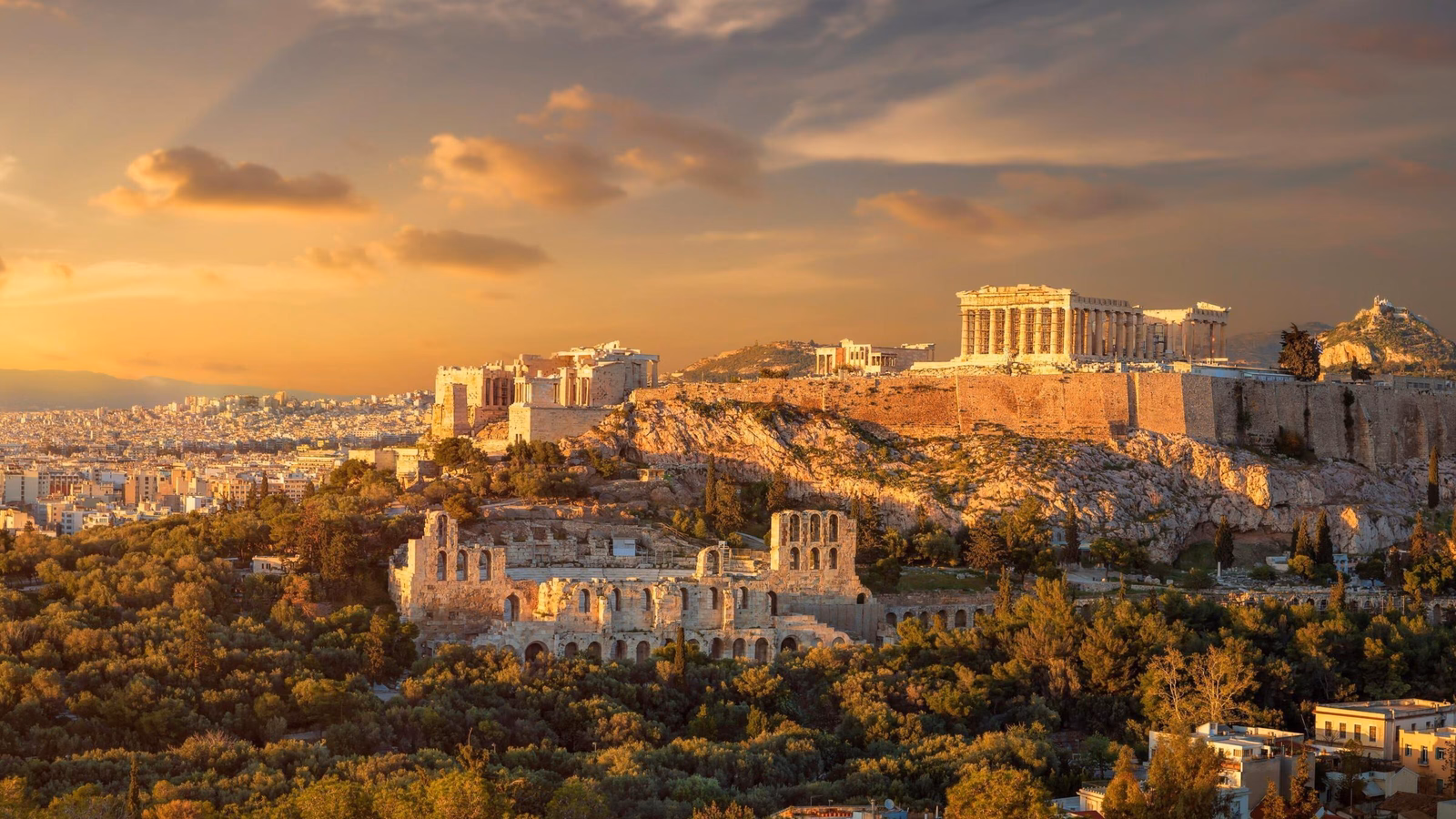 Acropolis of Athens at sunset