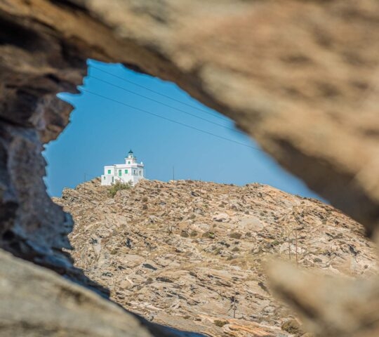 Lighthouse on Korakas cape at Paros island, Greece