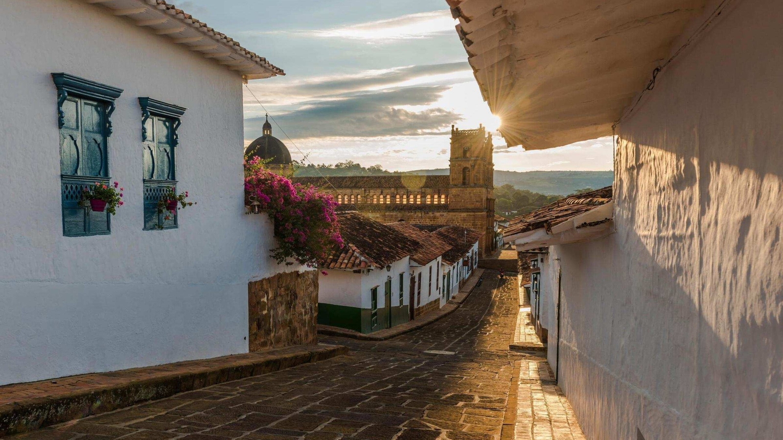 Tiled street in Barichara, Santander, Colombia