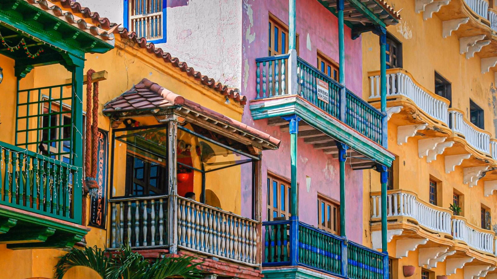 colorful houses of old town in Cartagena Colombia