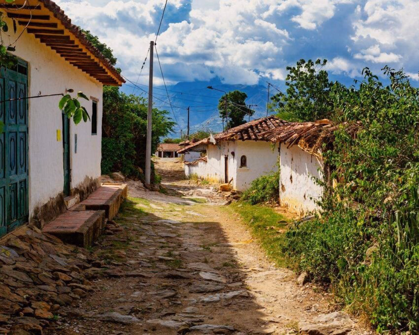 Heritage town Guane, beautiful colonial architecture in most beautiful town in Colombia.