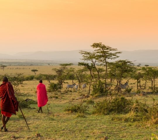 bush walk with Maasai people in kenya sunset