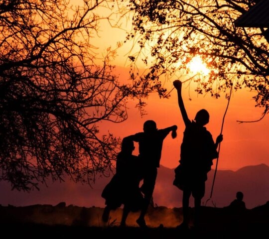 Maasai Kids Silhouette