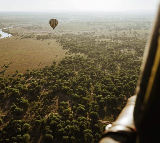 Hot air balloon over the Serengeti National Park, Tanzania
