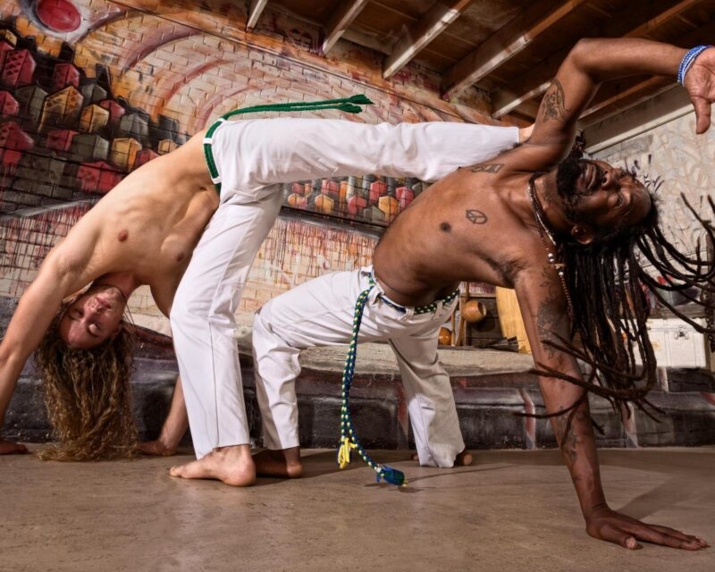 Men performing the Brazilian martial art of capoeira