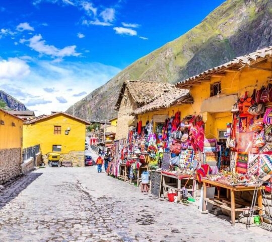 Crafts on sale in Ollantaytambo, Peru