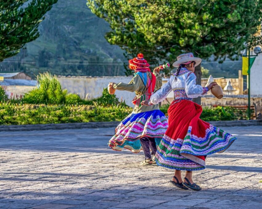 Locals dance in Chivay