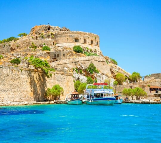 Spinalonga island is a popular tourist attraction in Crete, Greece.