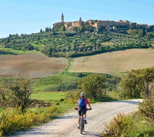 Cycling in the chianti area of Pienza, Tuscany, Italy