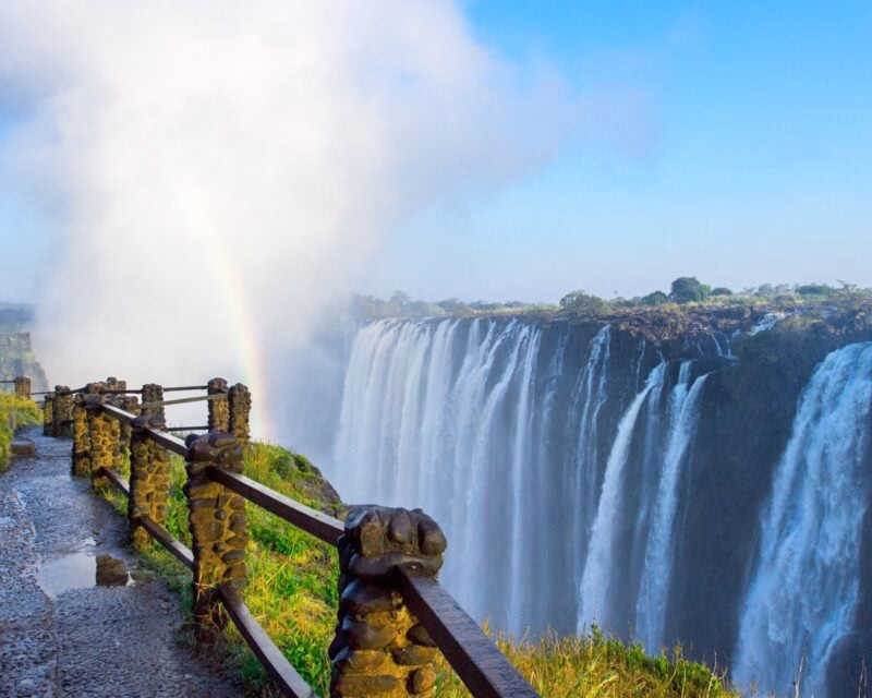 A viewing point at Victoria Falls, Zimbabwe