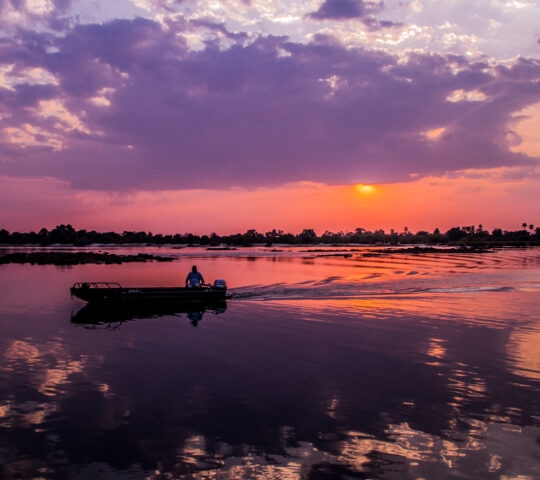 A sunset cruise on the Zambezi river