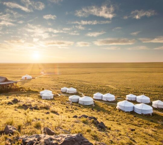 Sunrise at Three Camel Lodge in the Gobi Desert, Mongolia