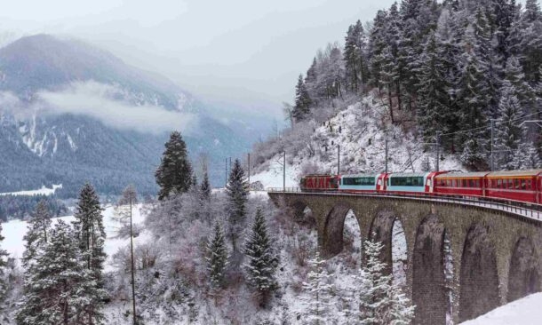Glacier express, Switzerland in winter