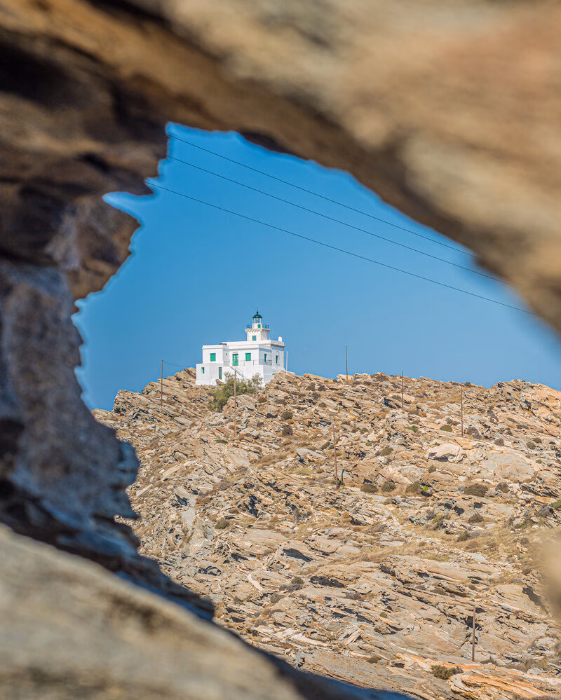 Lighthouse on Korakas cape at Paros island, Greece