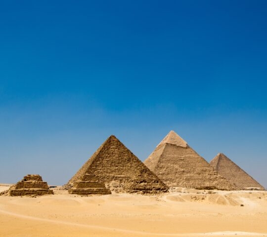 pyramids with a beautiful sky of Giza in Cairo, Egypt.