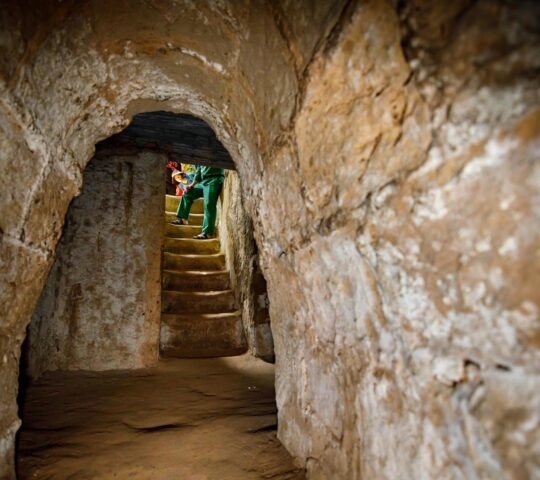 The Vietnam War tunnel of Cu Chi at Saigon in Vietnam