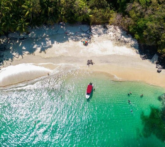Aerial view of a private beach in the Gulf of Chiriqui