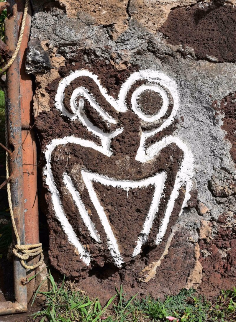An example of local art carved into a stone on Rapa Nui.