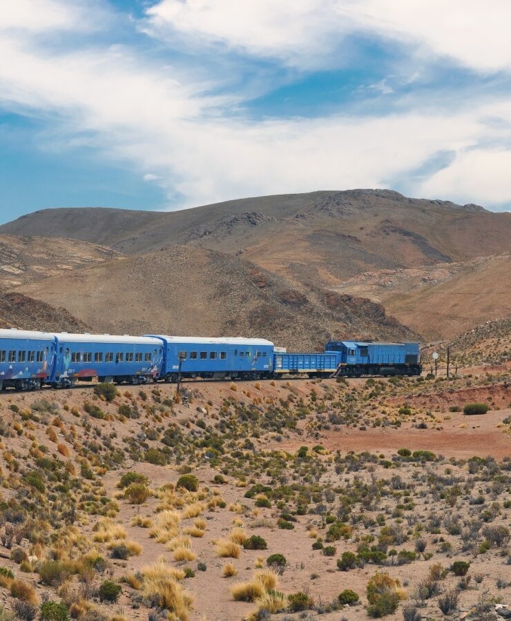 Train to the clouds in Salta Province, Argentina. The train olso called Tren de las Nubes is the fifth highest railway in the world.