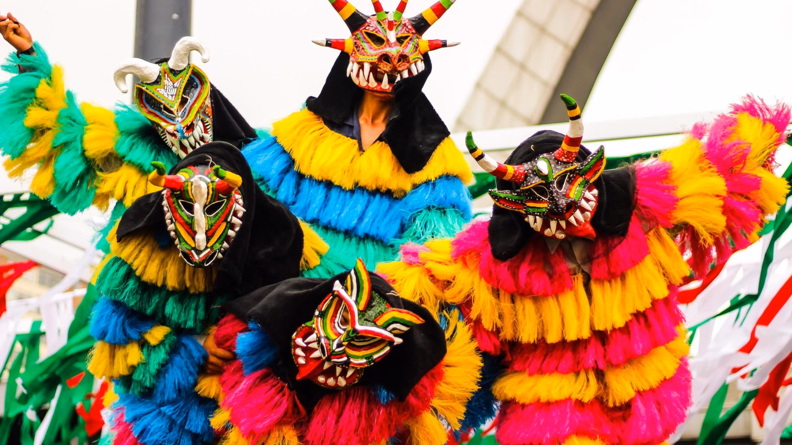 Disguised people dancing