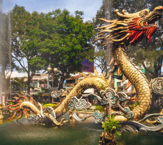Dragon sculpture in Chinatown of Ho Chi Minh, Vietnam