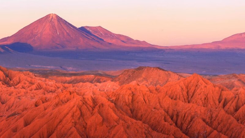 Sunset over the valleys of the Atacama Desert, Chile