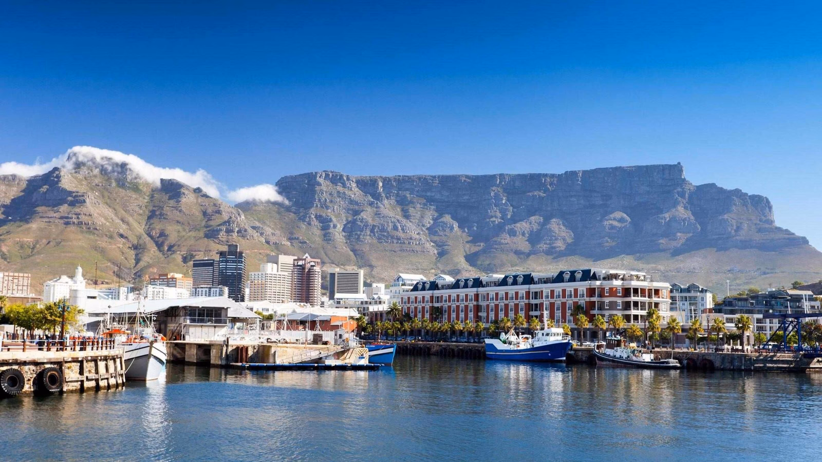Buildings along the waterfront with Table Mountain in the background, Cape Town