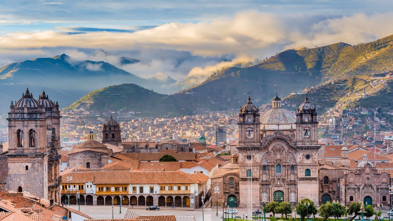 Morning sun rising at Plaza de armas, Cusco, City