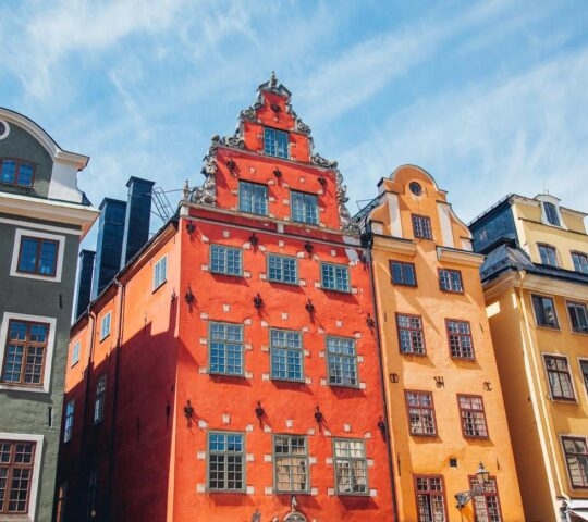 Colourful buildings Stortorget, Stockholm, Sweden. Old town, Gamla Stan.
