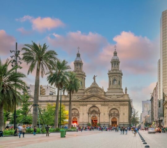 The historic Plaza de Armas square in Santiago de Chile