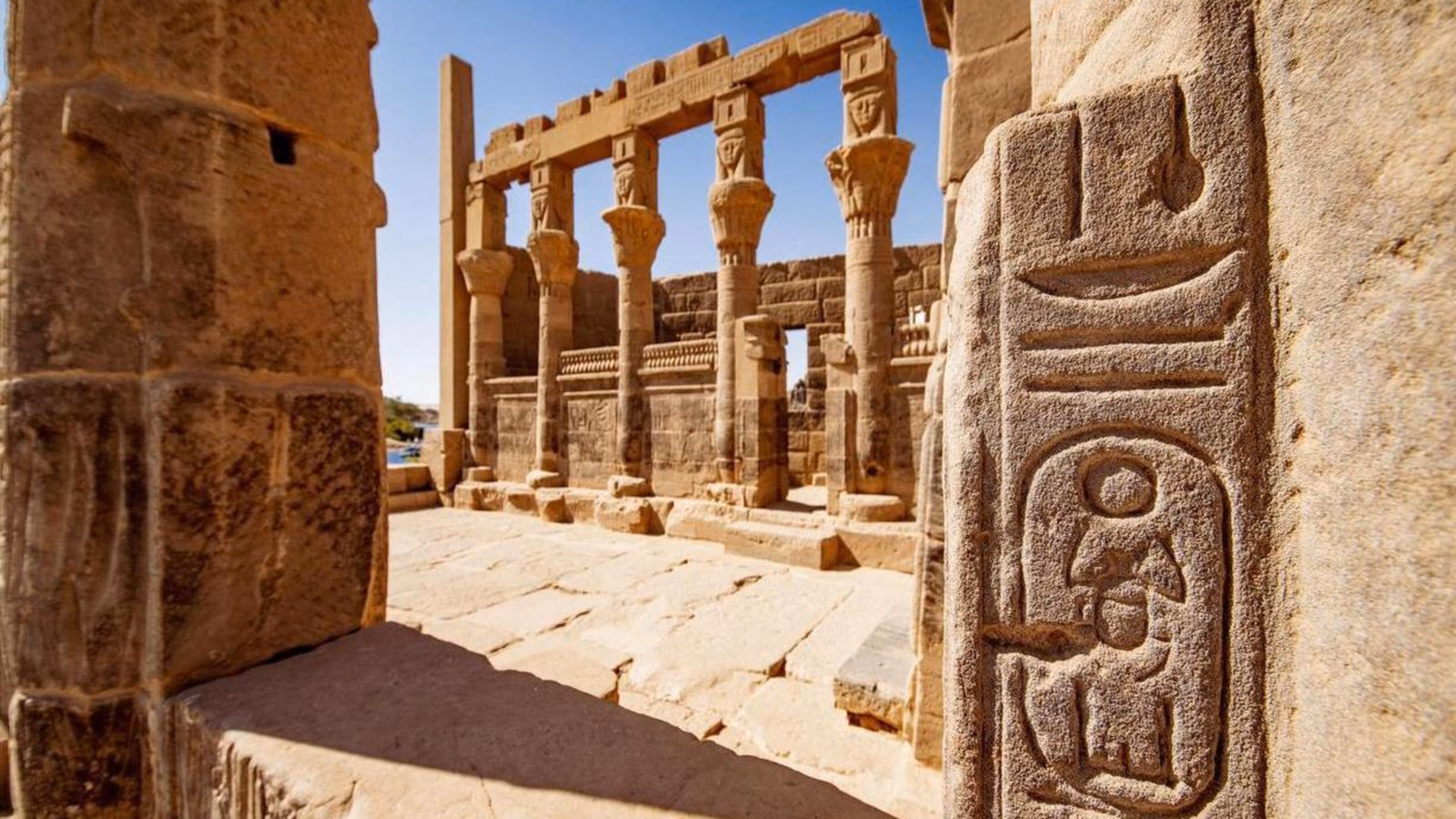 Egyptian heritage hyeroglyphs at Philae Temple Aswan