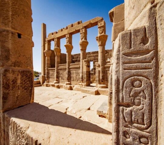 Egyptian heritage hyeroglyphs at Philae Temple Aswan