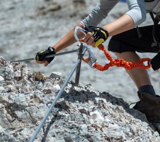 Climbing along a via ferrata