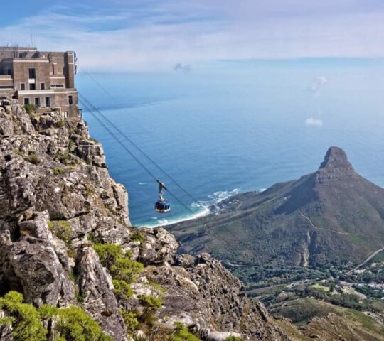 The cable car going up and down Table Mountain in Cape Town, South Africa