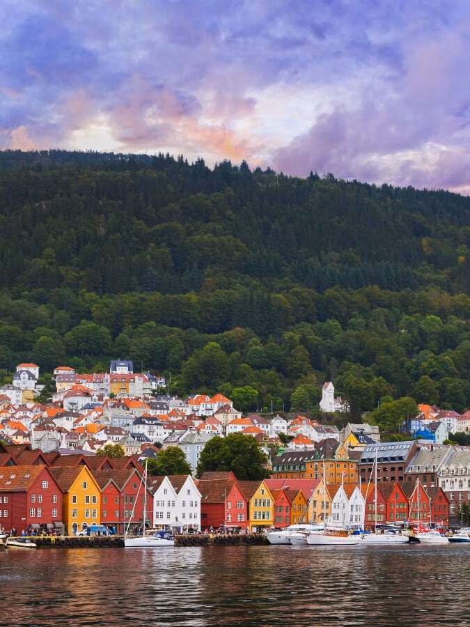 Famous Bryggen street in Bergen Norway - architecture background