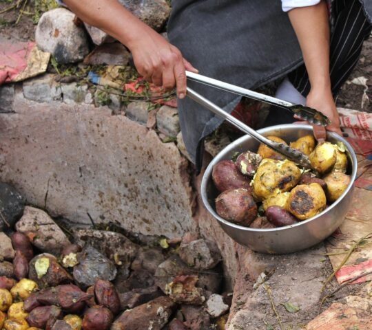 A traditional Peruvian pachamanca lunch