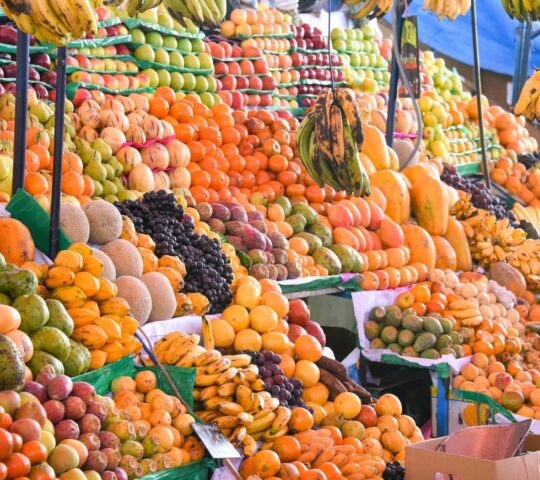 Peruvian fruits on display at a market