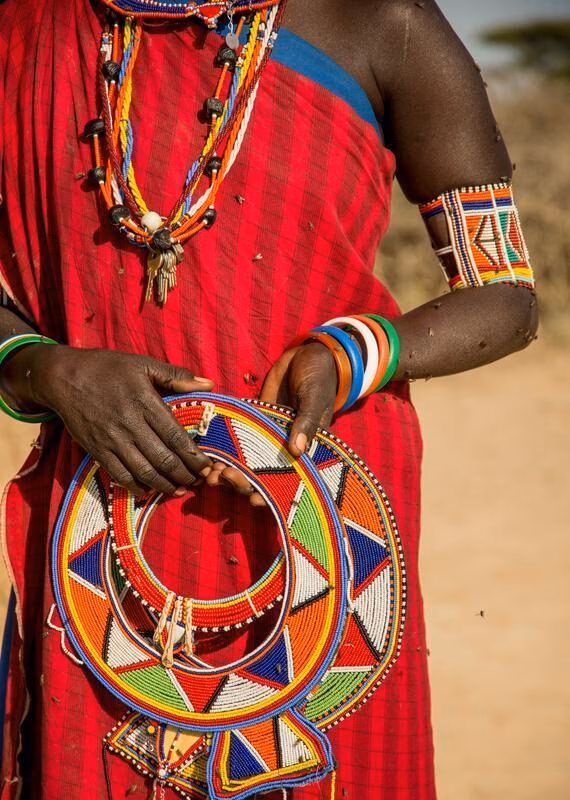 A Maasai villager in traditional clothing, Kenya