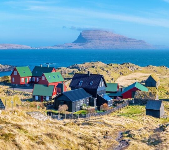 Red and green houses in the Faroe Islands