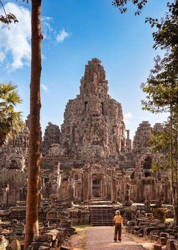 Bayon temple within the ancient temple complex of Angkor Wat in Cambodia