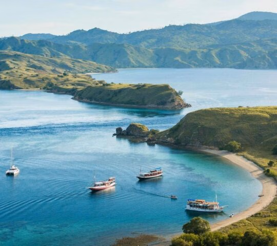 Boats cruising around Komodo island