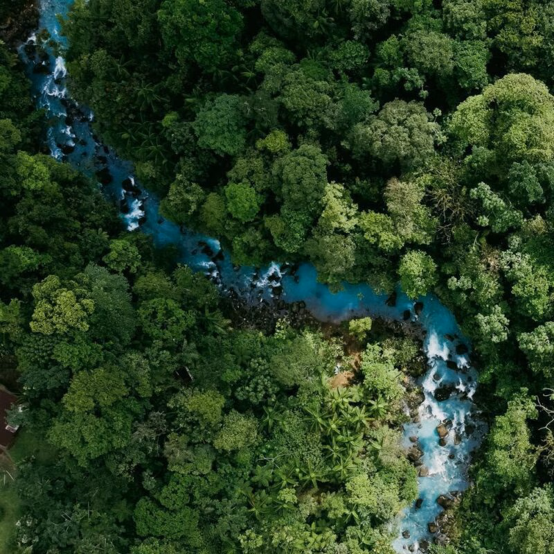 Aerial view of the forest around Rio Celeste, Costa Rica