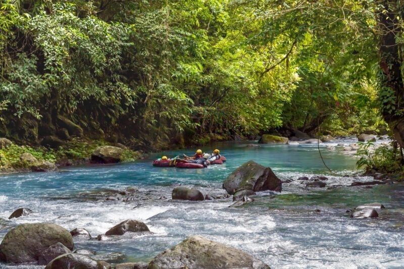 Riding in an inflatable tire on the Celeste River