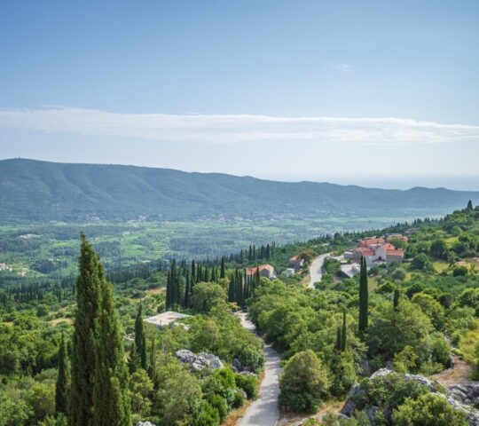 View from Sokol fortress over Konavle valley in Croatia.